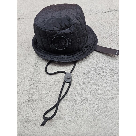 STONE ISLAND Nylon Packable Bucket Hat Black Size L - Picture 1 of 9